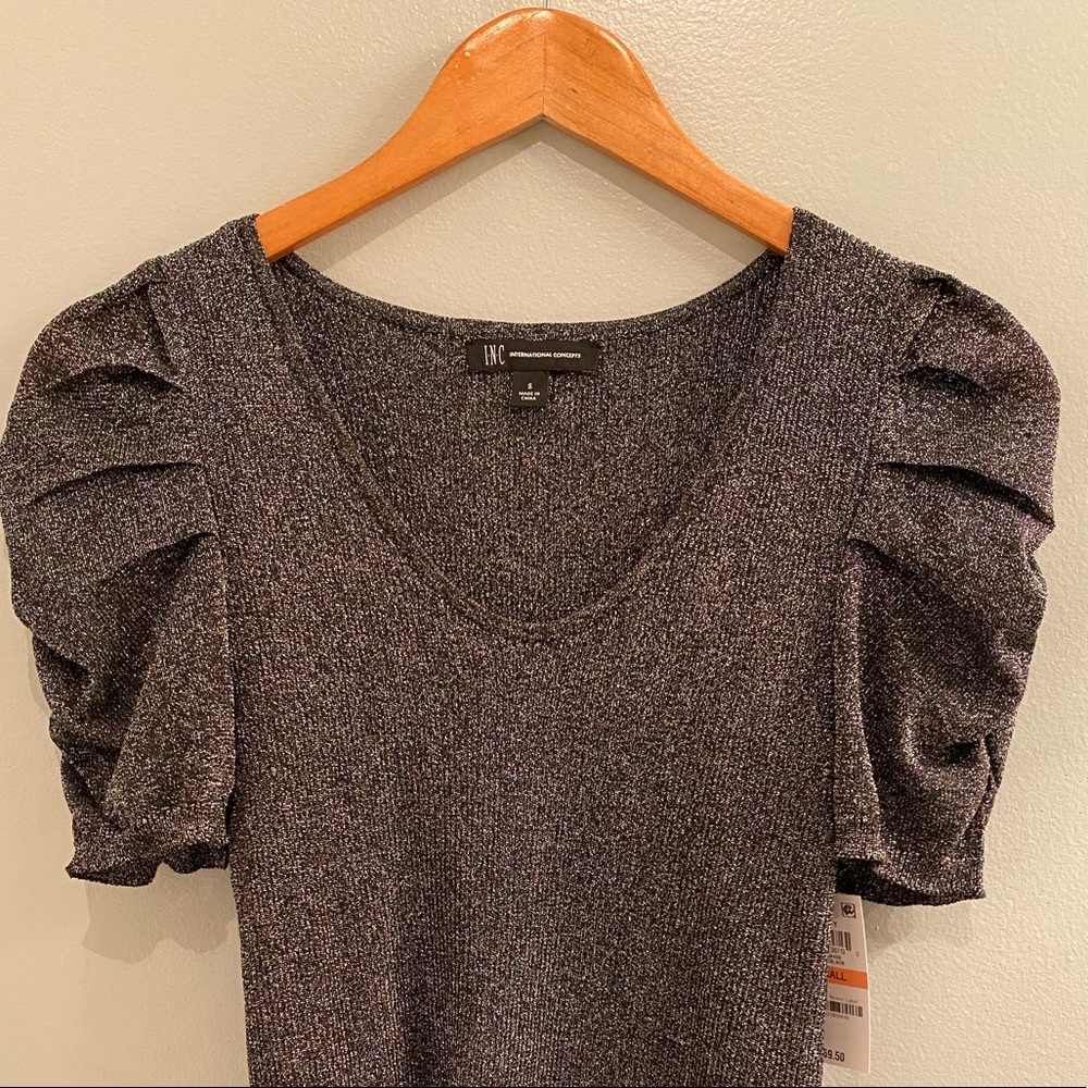 International Concepts V Neck Top Ruched Sleeve